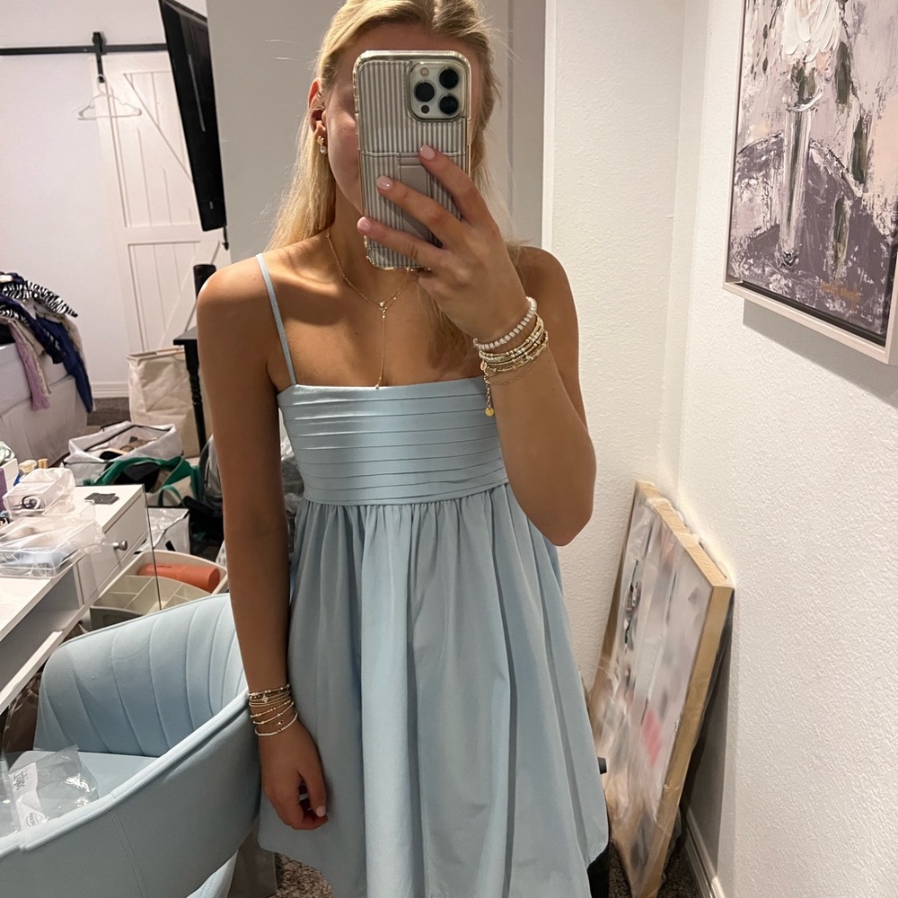 Light Blue Spaghetti Strap Dress